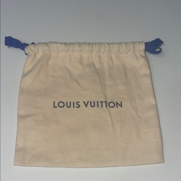 Louis Vuitton Accessories - Louis Vuitton Beige Drawstring Dust Pouch Blue Accents